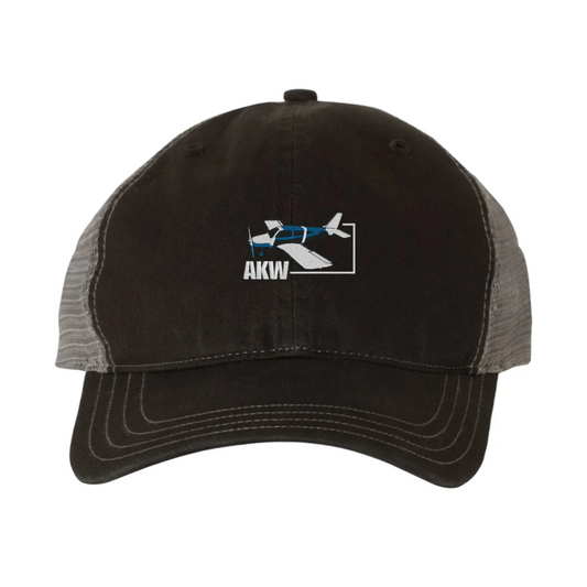 Alpha Kilo Warrior | BLACK /CHARCOAL Richardson® Garment-Washed Trucker Cap