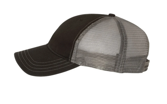 Alpha Kilo Warrior | BLACK /CHARCOAL Richardson® Garment-Washed Trucker Cap